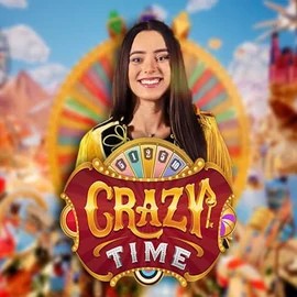 Crazy Time online game logo by Evolution on rocketcasinoo.com